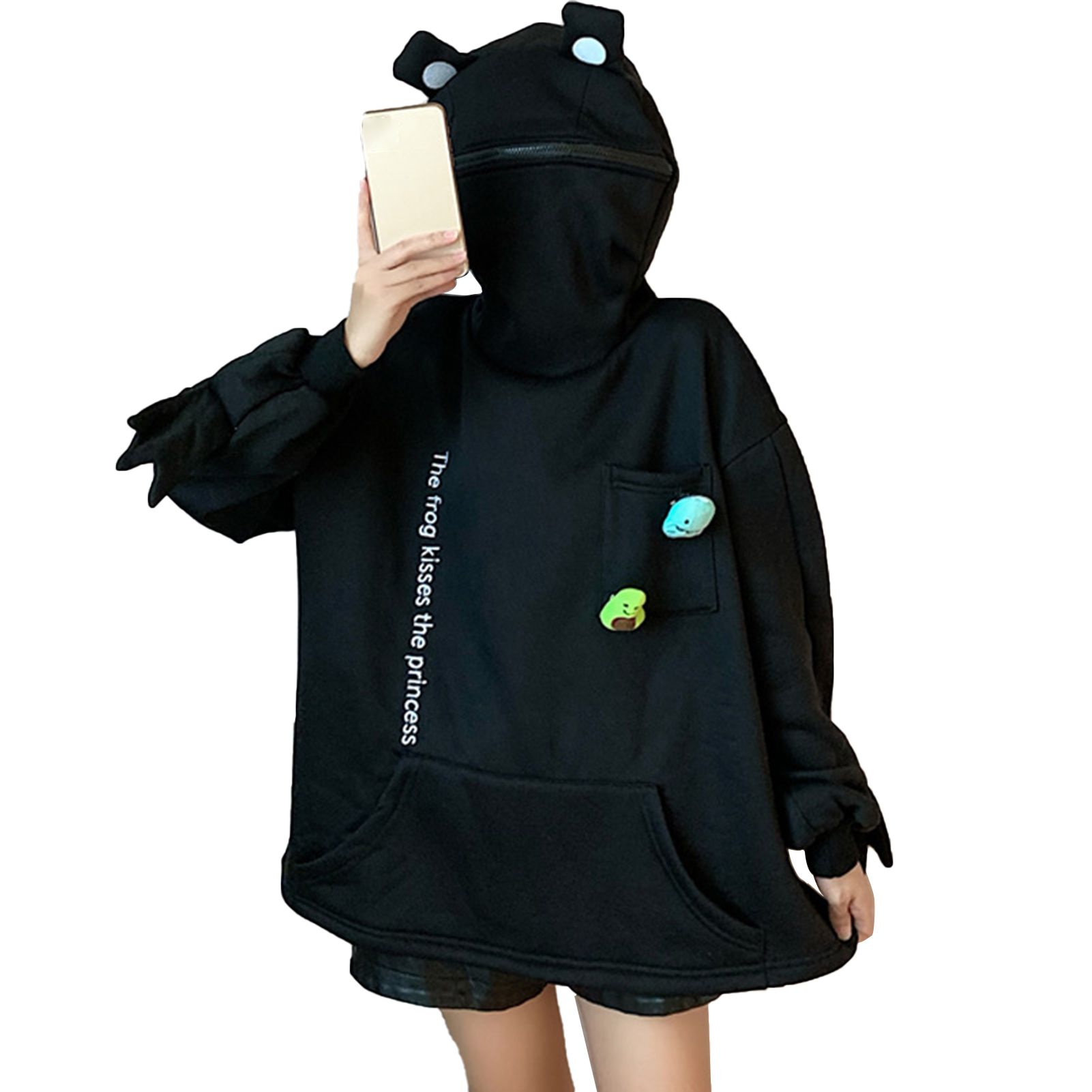 Uni Sweatshirt Solid Color Zipper Long Sleeve Sweatshirt