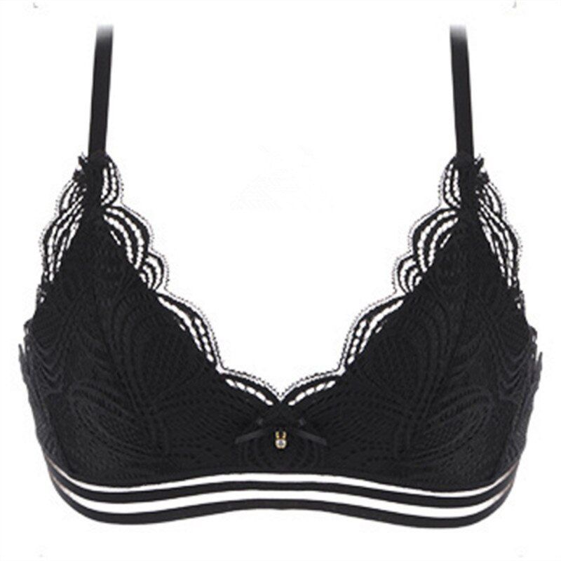 lace bra set in thin triangular cup no steel ring gathered breathable underwear push up lingerie set