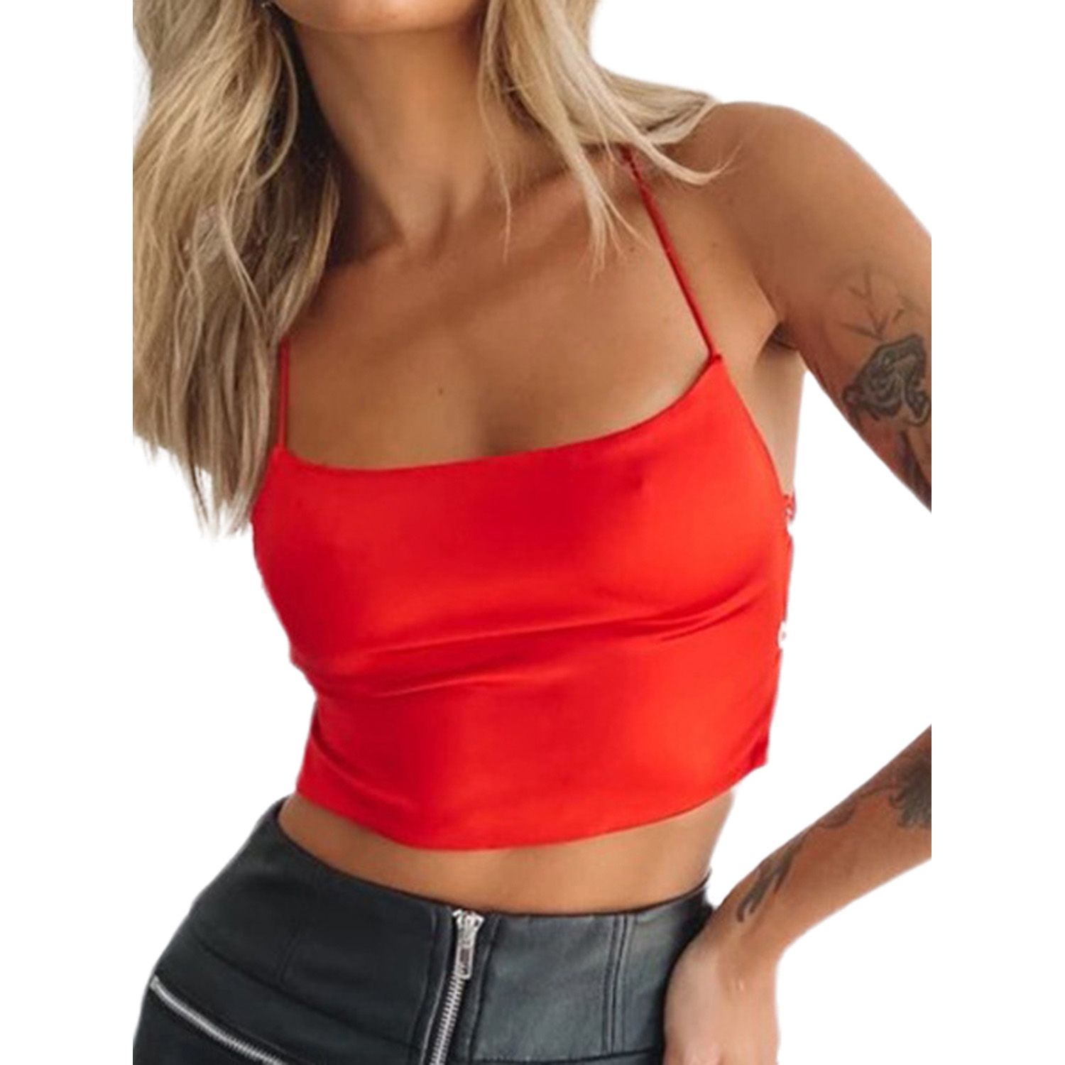 Bandage Camisole Top Satin Strapless Exposed Navel Sexy Cross Design Spring Summer Women Chest Wrap Erotic Lingerie