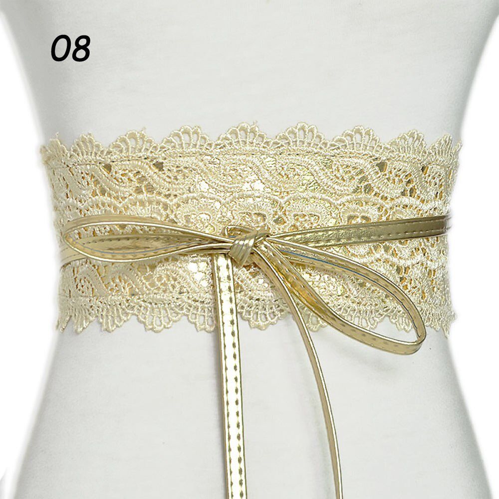 Spasril Women 2019 Wide Lace Corset Waist Belt Slim Fit Belts Bowknot Tie Girdle Faux Leather Cummerbunds Female Dress Waistband