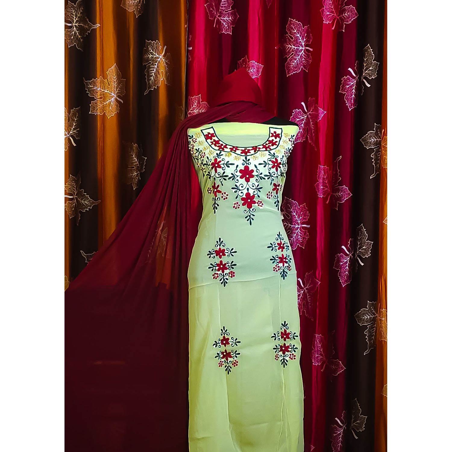 Three piece unstiched indian weightless Georgette,suitable, stylish and comfortable Georgette kamiz for women