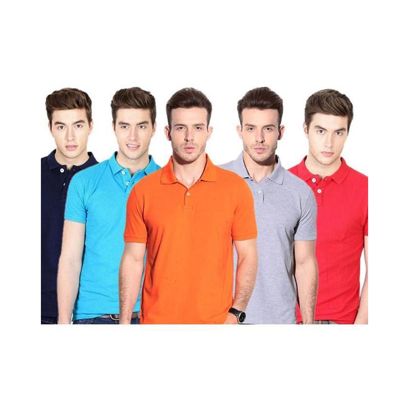 Pack of 5 Multi-color Cotton Short Sleeve Polo for Men
