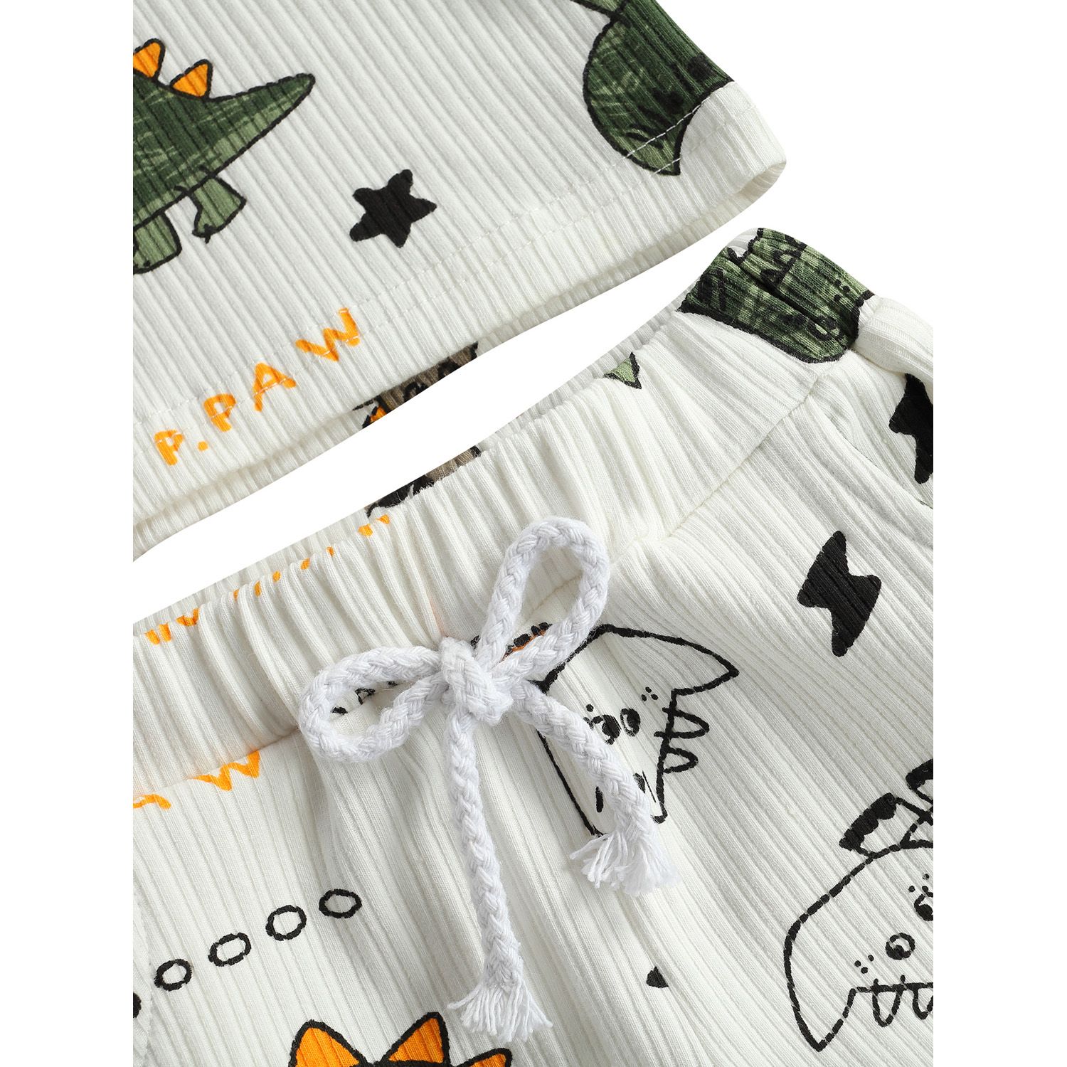2Pcs Baby Summer Tracksuits, Cartoon Dinosaur Print Sleeveless Vest + Elastic Waist Shorts for Toddler Boys, 0-24 Months