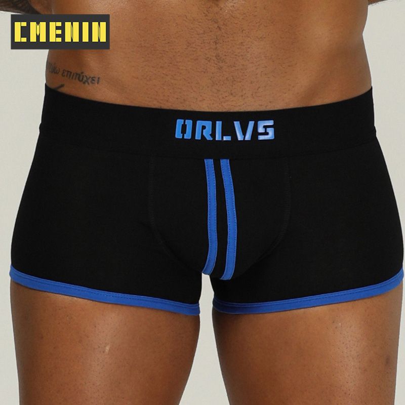 CMENIN 1pcs ORLVS (1 Pieces)  Men Underwear Boxers Pure Cotton Striped Boxershorts Underpants Breathable 4 Colors Male Panties Trunks OR167