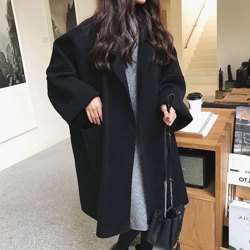 Trench Women Solid Plus Size S-Loose Elegant Pockets Fashion Retro Leisure Korean Style Chic All-match Womens Coats Simple