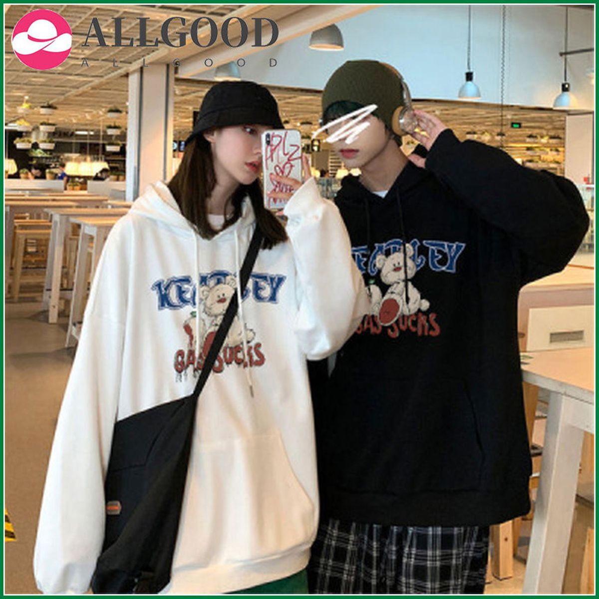 Autumn Anime Print Hoodie Sweatshirt Harajuku Hoody Teen Girls Pocket Loose  Long Sleeve Kawaii  Solid Sweatsuit Pullovers Sweat