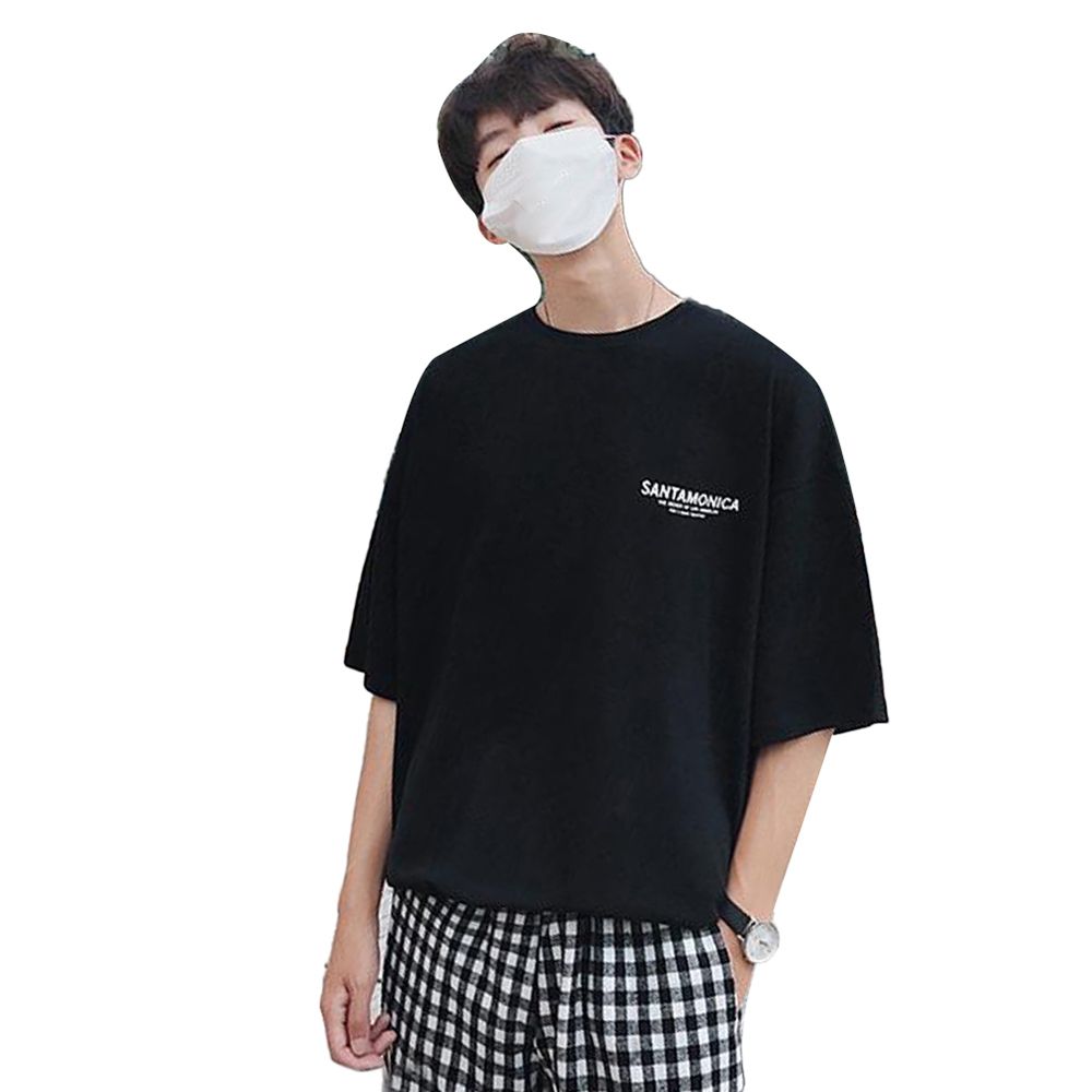 Fashion Men Letter Half Sleeve Round Neck Loose Soft Blouse Tee Top T-shirt