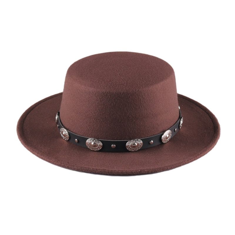 Panama Vintage Wide Brim Black Fedora Hat Men Flat Top Wool Jazz Cap Elegant Ladies Gentleman Gambler Hats