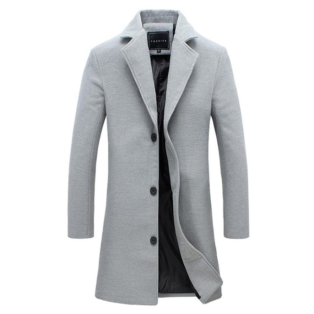 Men Long Jacket Fashion Winter Trench Coat Warm Single Breasted Overcoat
