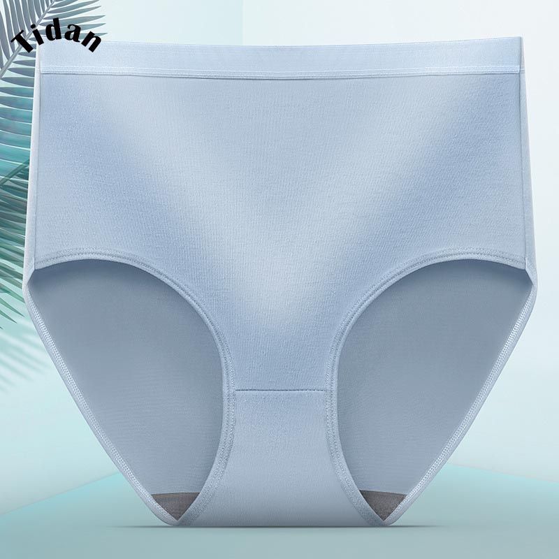 M-2XL Plus Size Women Fashion Solid Color High-Waist Panties Simple Stretch Antibacterial Briefs Body Shaper Underwear