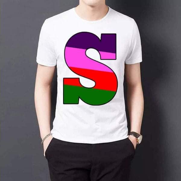 Four Colors Alphabet Letters "S" T-Shirt