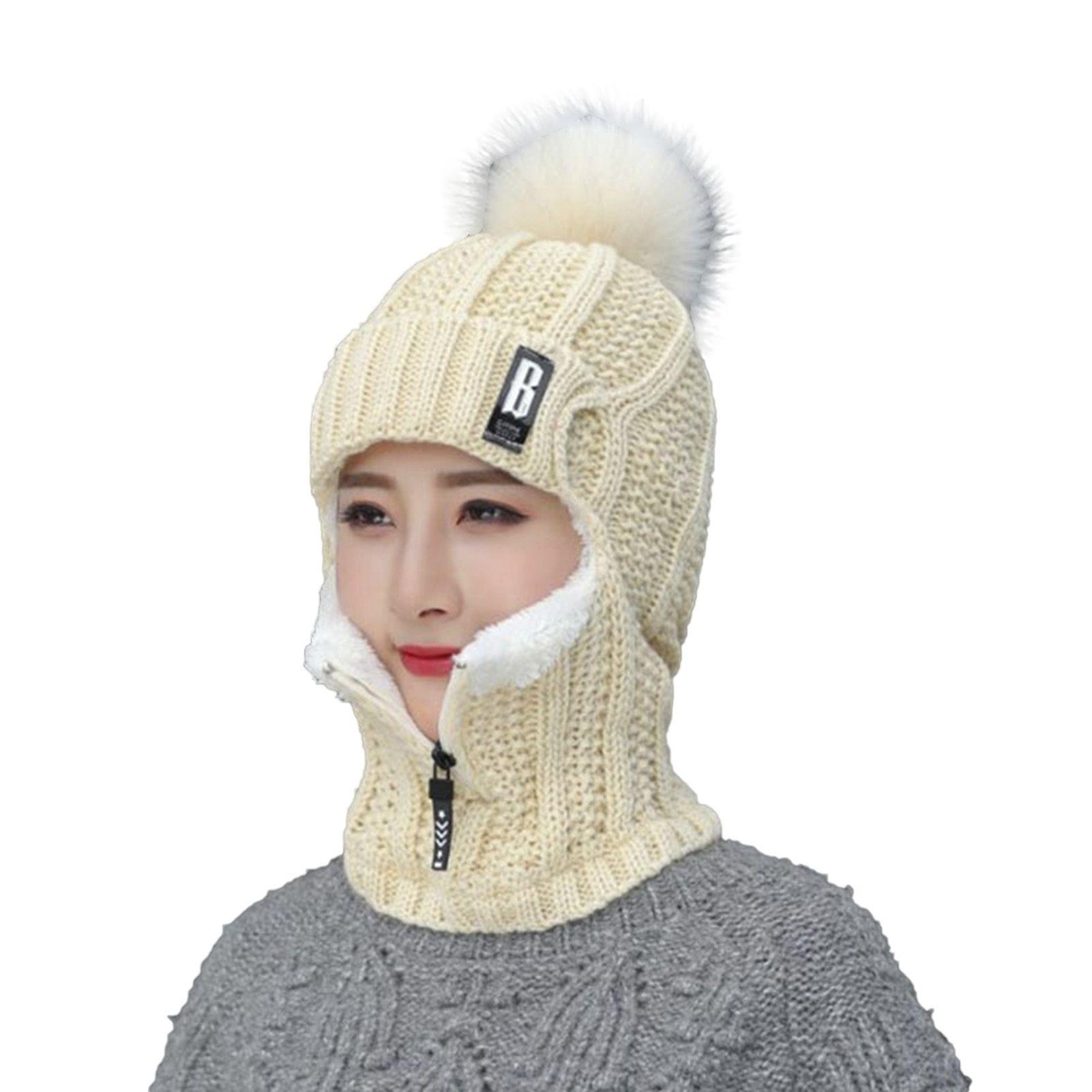 Neck Warmer Cap Stretchy One-Piece Earmuffs Face Cover Hat