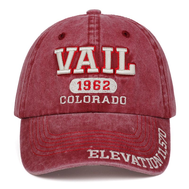Cotton washed hip hop fashion VAIL letter embroidery baseball cap adjustable sun hat outdoor sports golf caps gorras