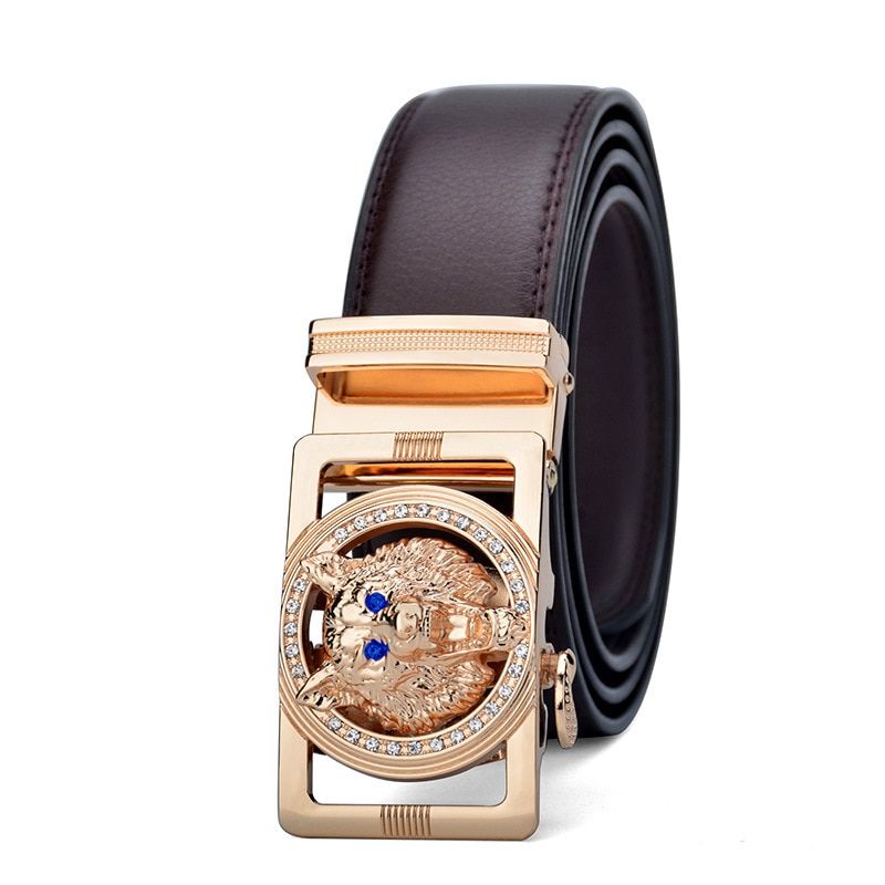 Hot New Brand Designer Belts Men High Quality Automatic Belt Men Leather Girdle Casual Waist Strap With Wolf Heah Buckle GH999