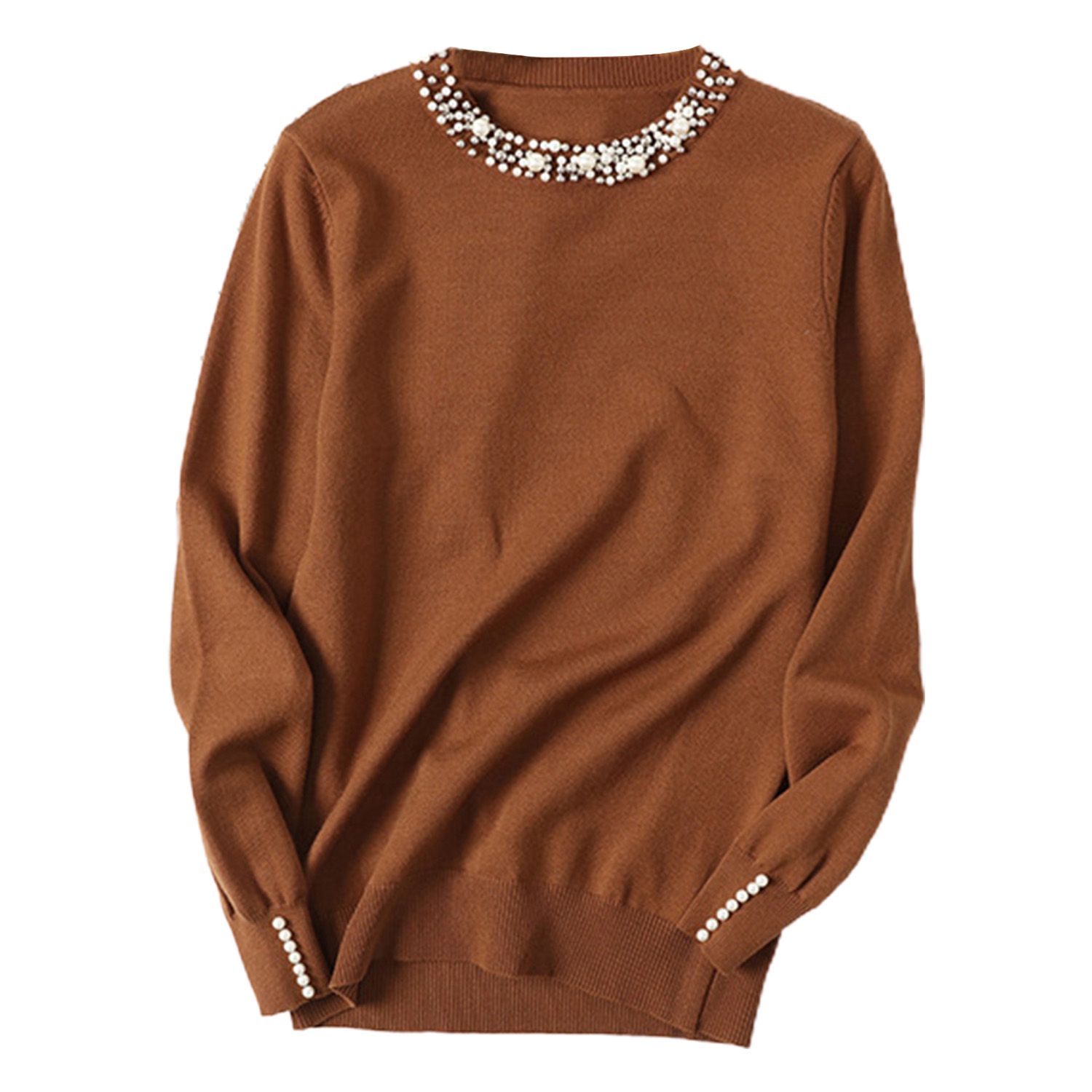 Sweater Jumper Beading Collar Classic Basic Type Sweater