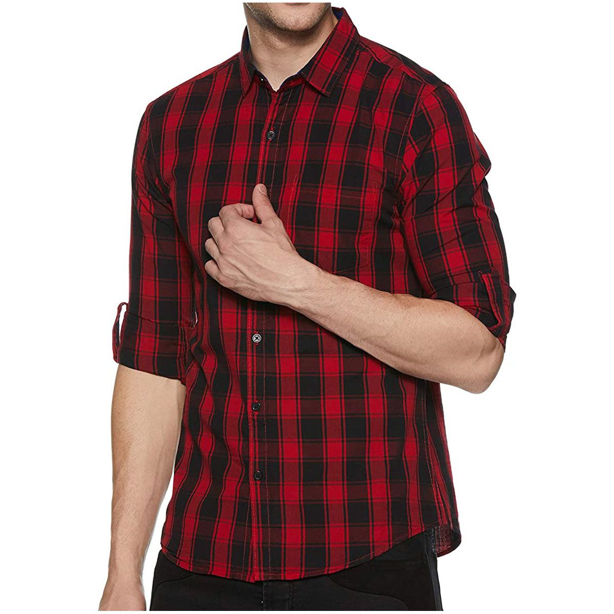 Cotton Check Slim Fit Shirt for Men