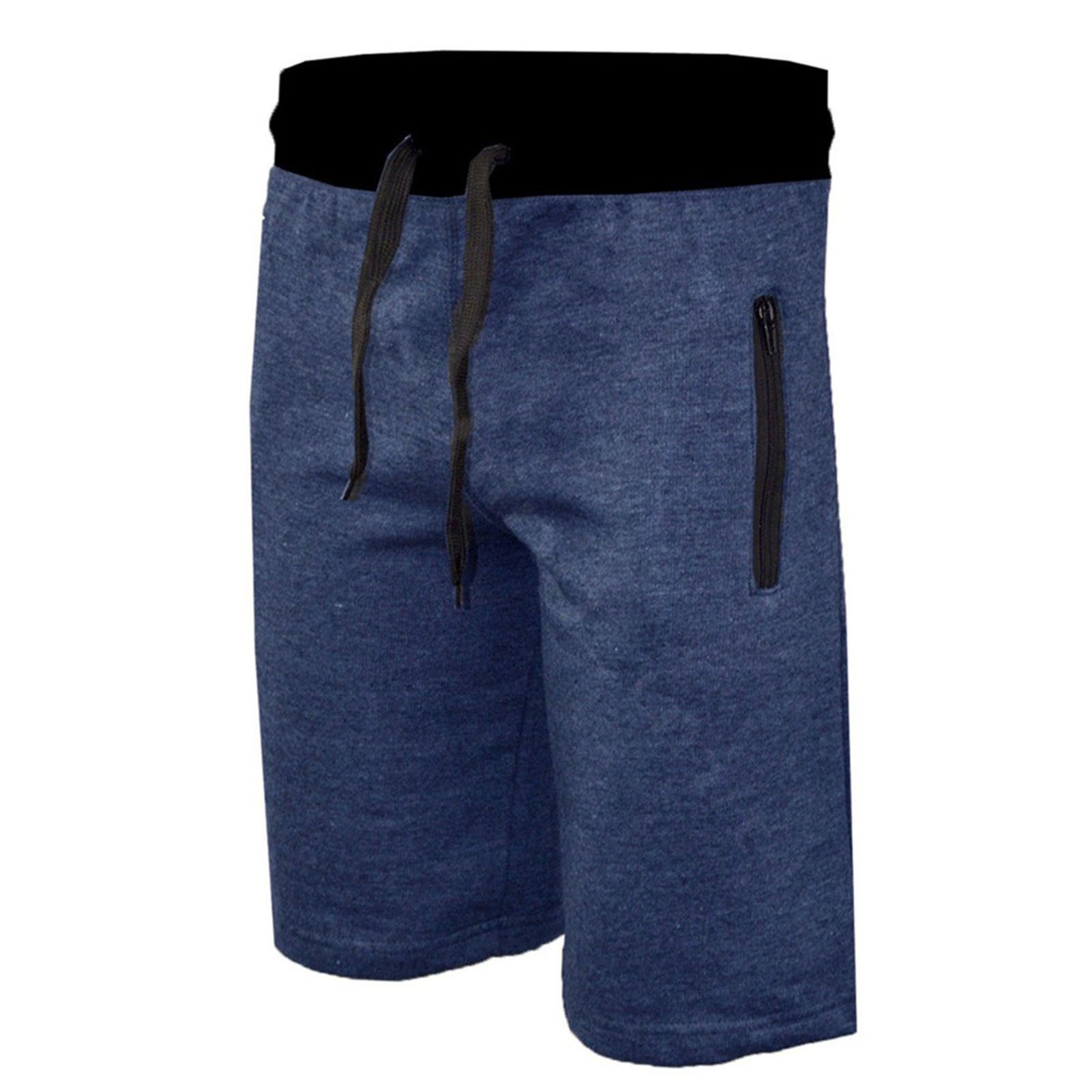 Solid Color Drawstring Elastic Waist Zipper Pockets Short Pants Sports Shorts Sportswear for Running