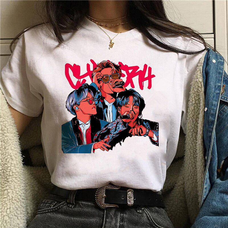 New DYNAMITE Harajuku T-shirt K-pop Ladies KPOP Bangtan Boys T Shirt Women JIMIN JIN SUGA V JUNGKOOK Tshirts top Tees Female