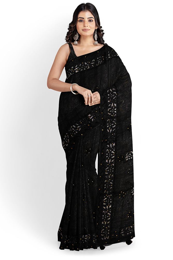 Multi-colour Half Silk Cut Work Saree for Women