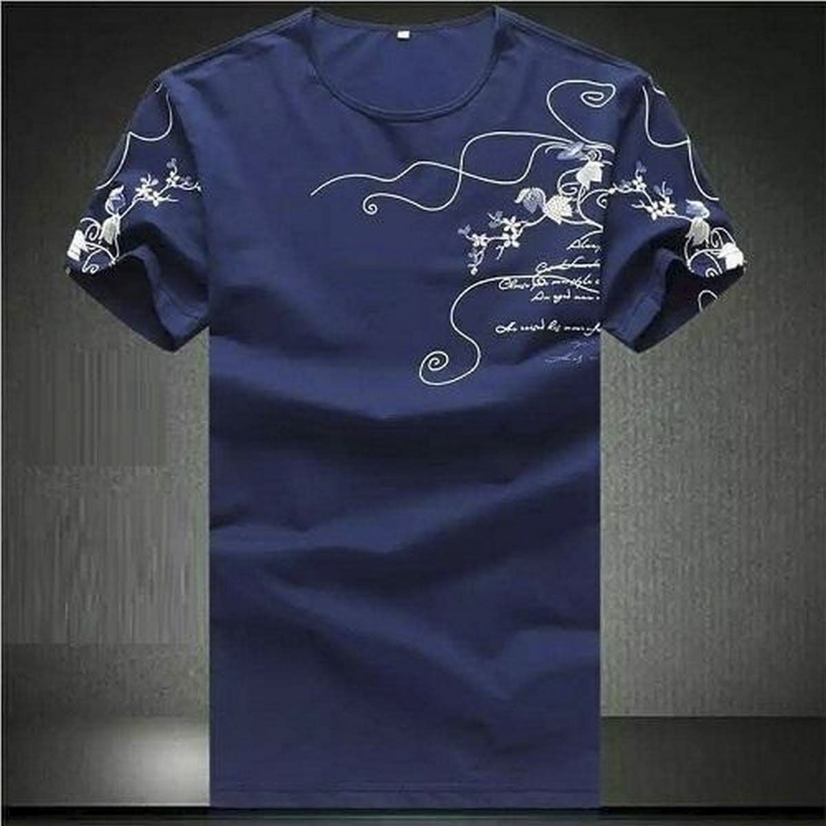 Navy Blue Stylish Men's Short Sleeve T-Shirt