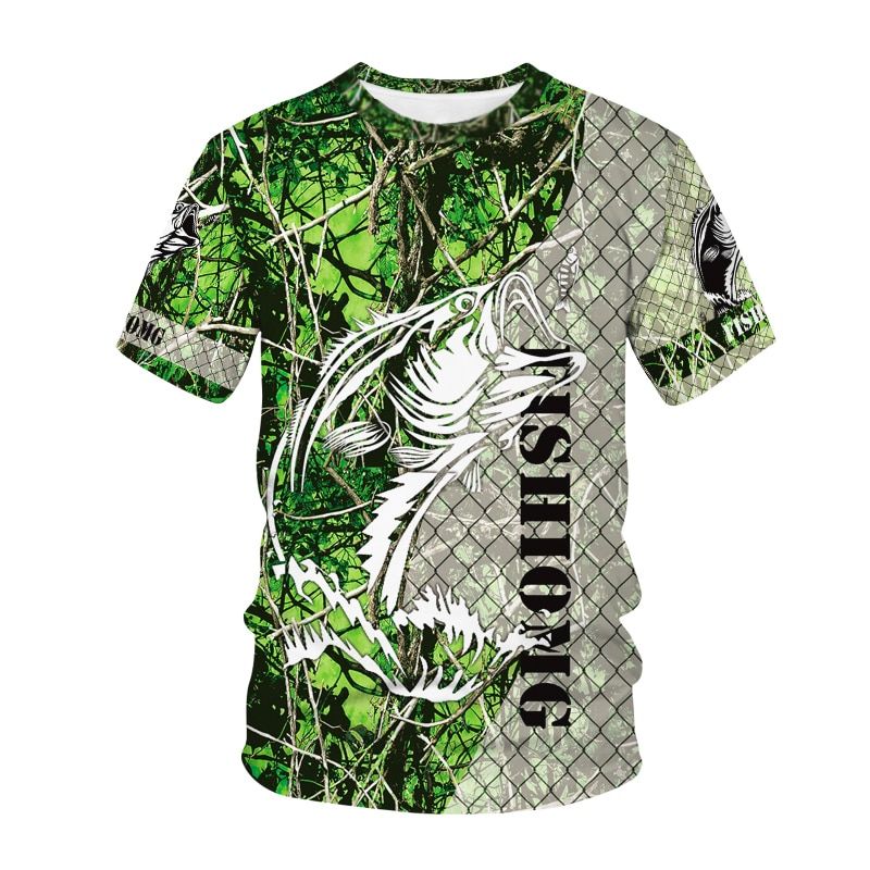 Fashion Interesting Fishing Print graphic tee Summer 3D Personality Casual Men t-shirt Trend Hop funny t shirts streetwear