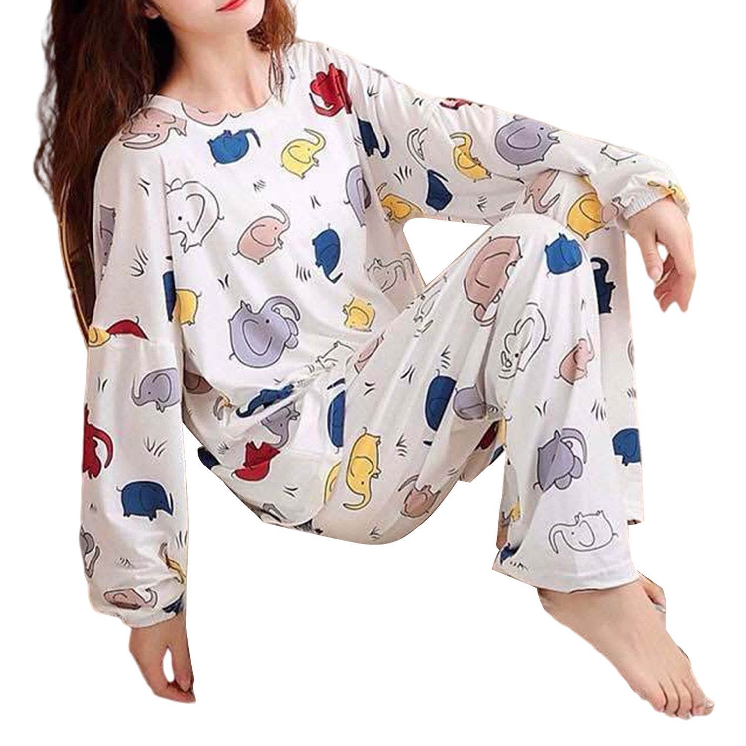 Female Paja Colorful Cute Ladies Loose Fit Long Paja Set