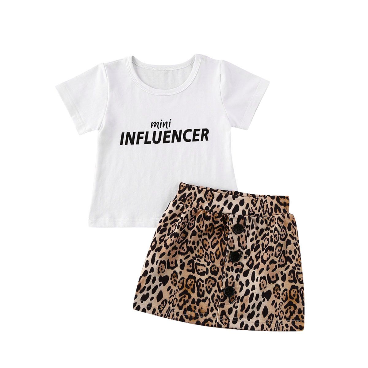 Summer Girls Baby Kids Cute Letter Print Short Sleeve Tops T-Shirt + Skirts Summer Children Girls Outfits Sets