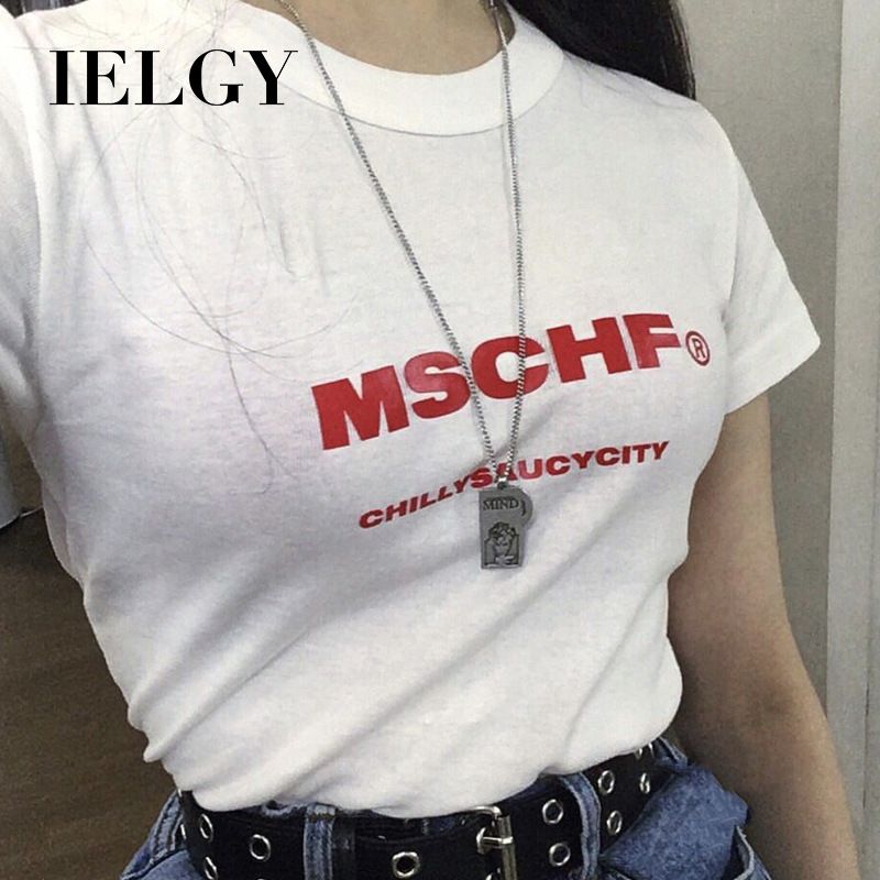 IELGY short-sleeved T-shirt female summer Korean version Harajuku student tight-fitting thin half-sleeved clothes