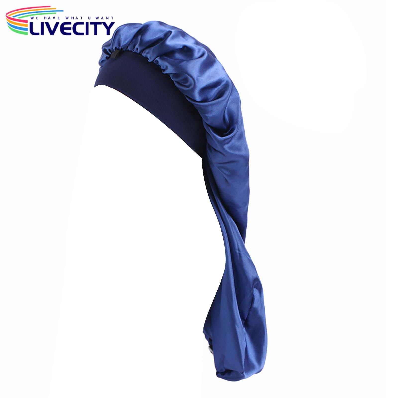 Sleep Cap Elegant Solid Color Long Lady Shower Hat