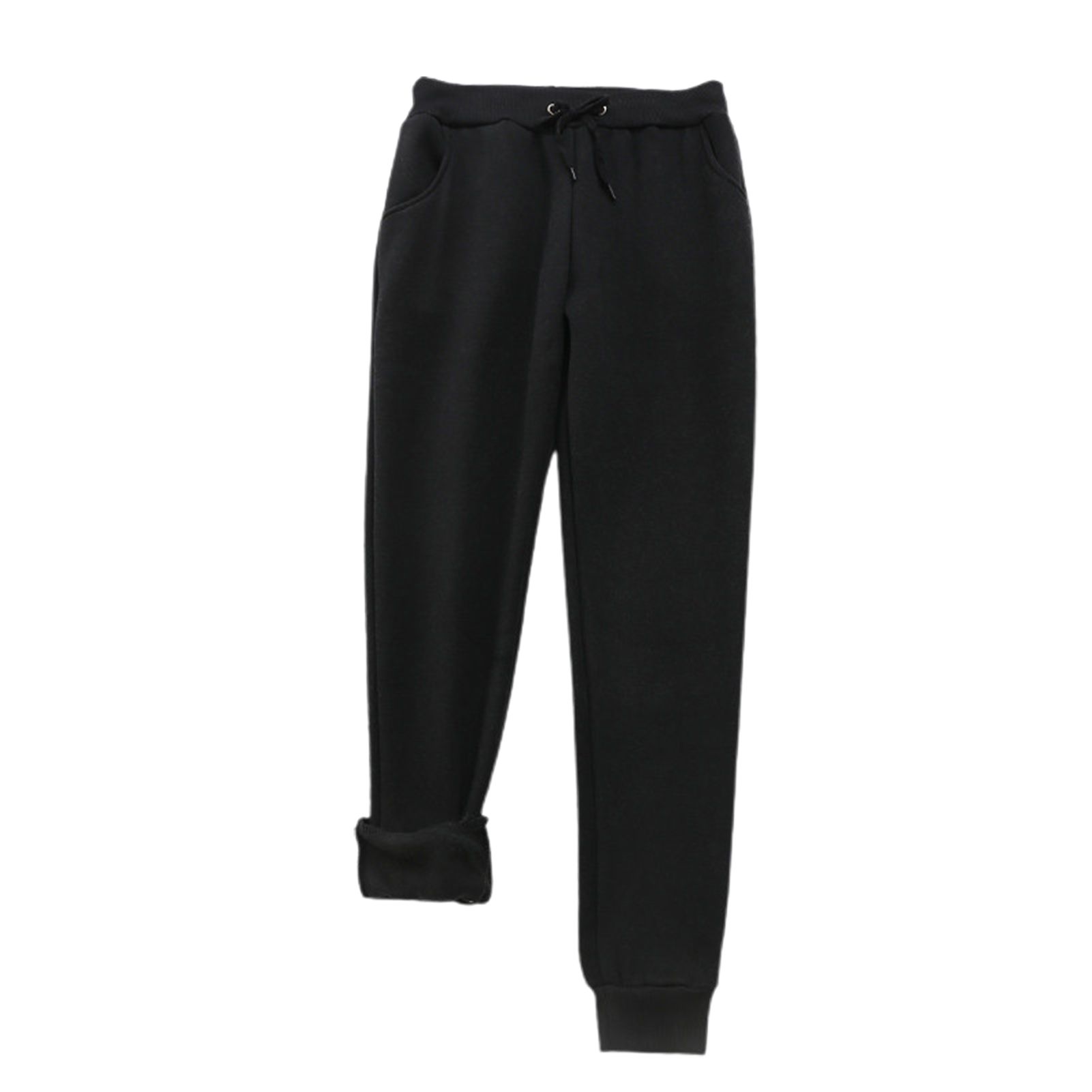 Casual Pants Straight Solid Color Fleece Lined Track Pants