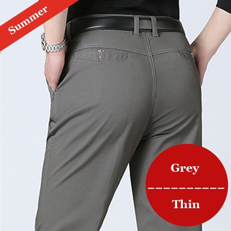 Winter Autumn Men's Casual Pants Fashion Solid Gentle Thicken Trousers  Smart Suit Pant Black Green Gray Pants