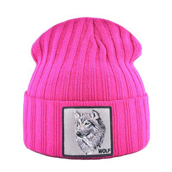 Men's Beanie With Wolf Patch Autumn Knitted Skullies Caps Women Winter Soft Knit Bonnet Beanies Fashion Hop Gorras Hats