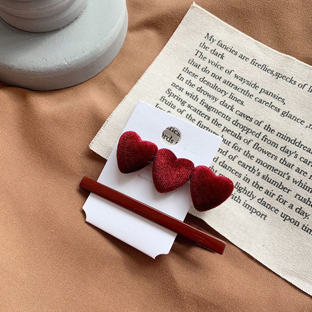 1 Set Vintage Velvet Lovely Hairpin Set Korea Heart Shape Hair Clip Barrettes Fashion Hairpin Women Korea Lovely Hair Clips
