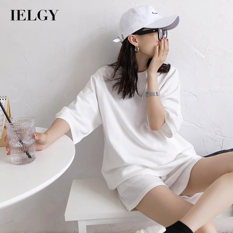 IELGY sports suit women's new fashion suit short-sleeved T-shirt casual two-piece high-waist plus size shorts