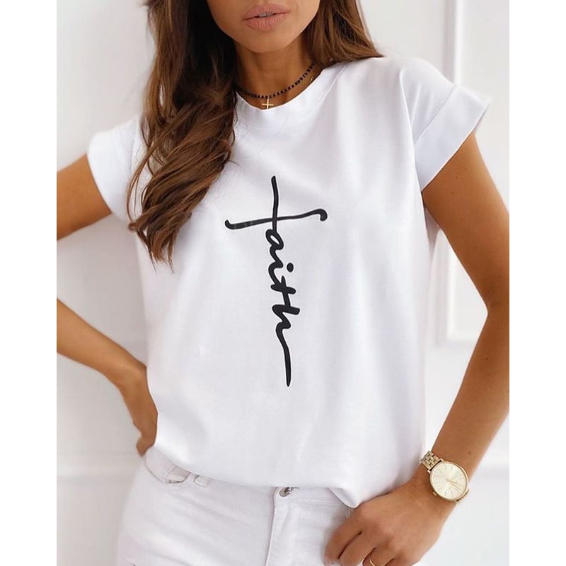 Women Elegant Casual Print Round Table Summer Female Casual T-shirt Print Short Casual T-shirt  fashion kawaii t shirt  harajuku