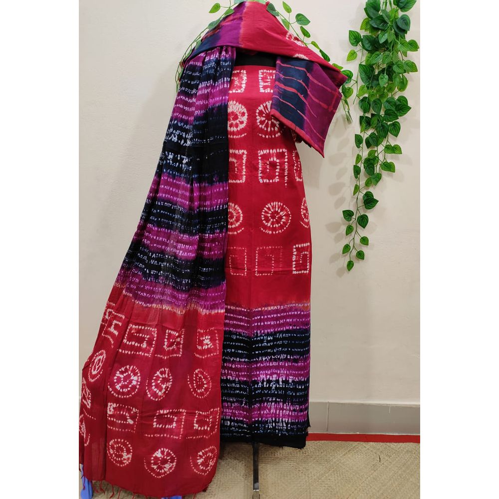 Fashionable Batik Cotton Unstitched Three Piece Set, Comfortable fabric Shalwar Kamiz for Women [ 3 Piece ].Multicolor.