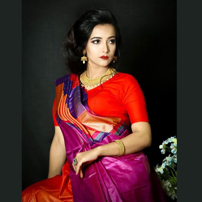 Indian Silk Katan Sharee With Running Blouse Piece For Women's By Lootbox