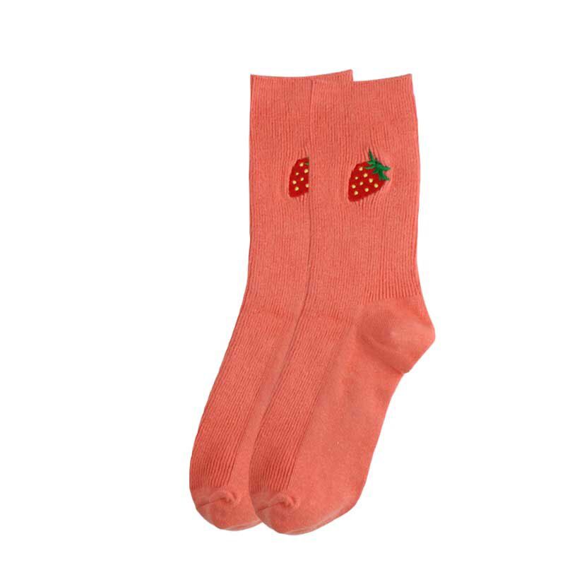 Cute Cartoon Fruit Print Avocado Banana Cherry Peach Girls Kawaii Socks meias Korean Harajuku Embroidery Pile Heap Funny Socks