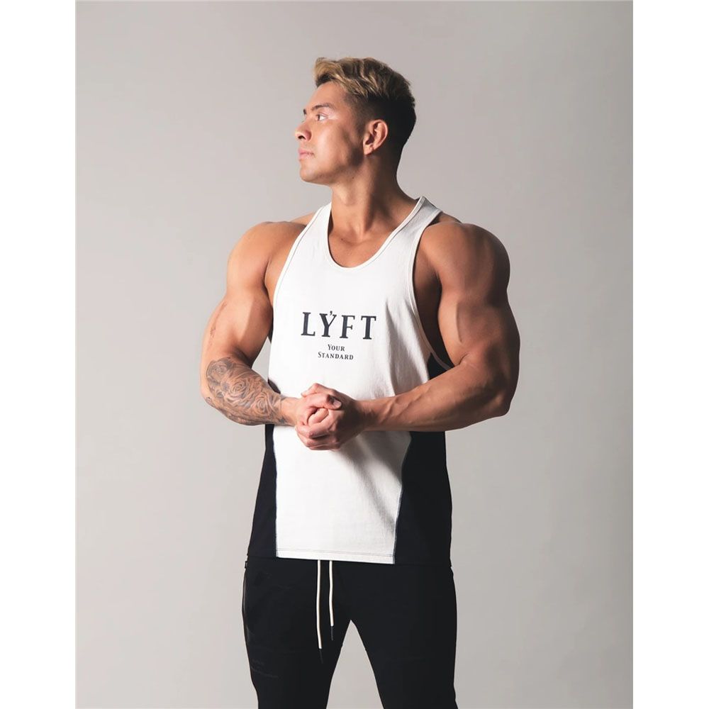 Patchwork Men Bodybuilding TaTops Gym Workout Fitness Cotton Shirt Running Clothes Stringer Singlet Summer Casual Vest