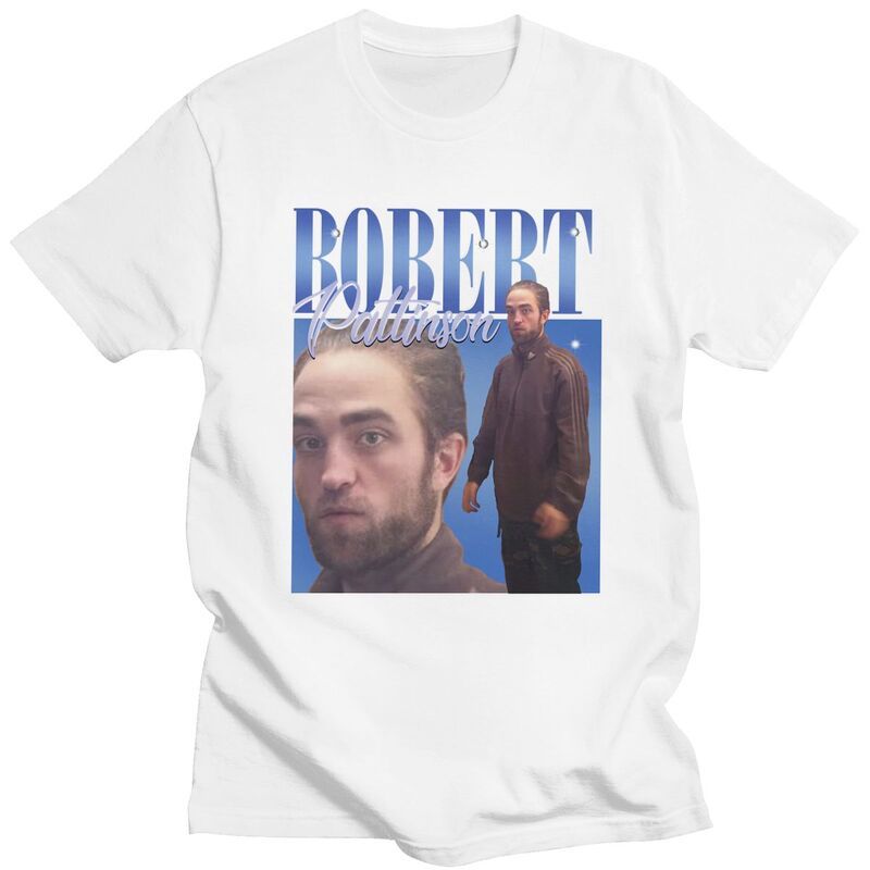 Funny Robert Pattinson Standing Meme T Shirt Men Pre-shruCotton Tee Tops Rob Tshirts Short Sleeved Fashion T-shirt Merch