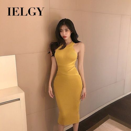 IELGY Knit split split sleeveless hip dress skirt women summer