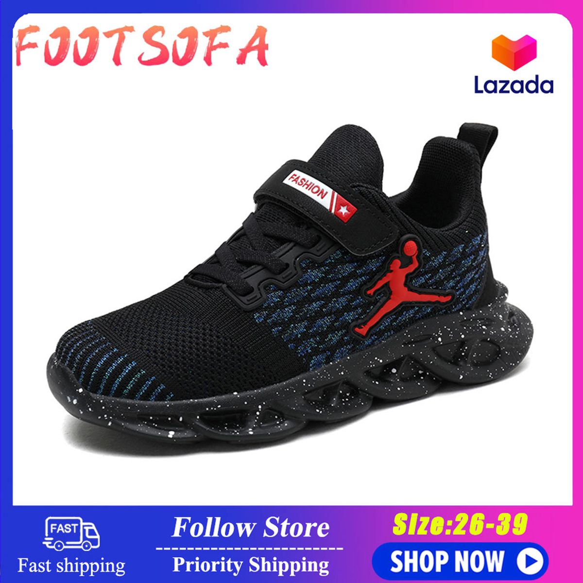 Fashion Sports Shoes for Kids Sneakers Kids Boys Children Shoes Rubber Shoes Woven Breathable Non-slip Hot Products Ready Stock