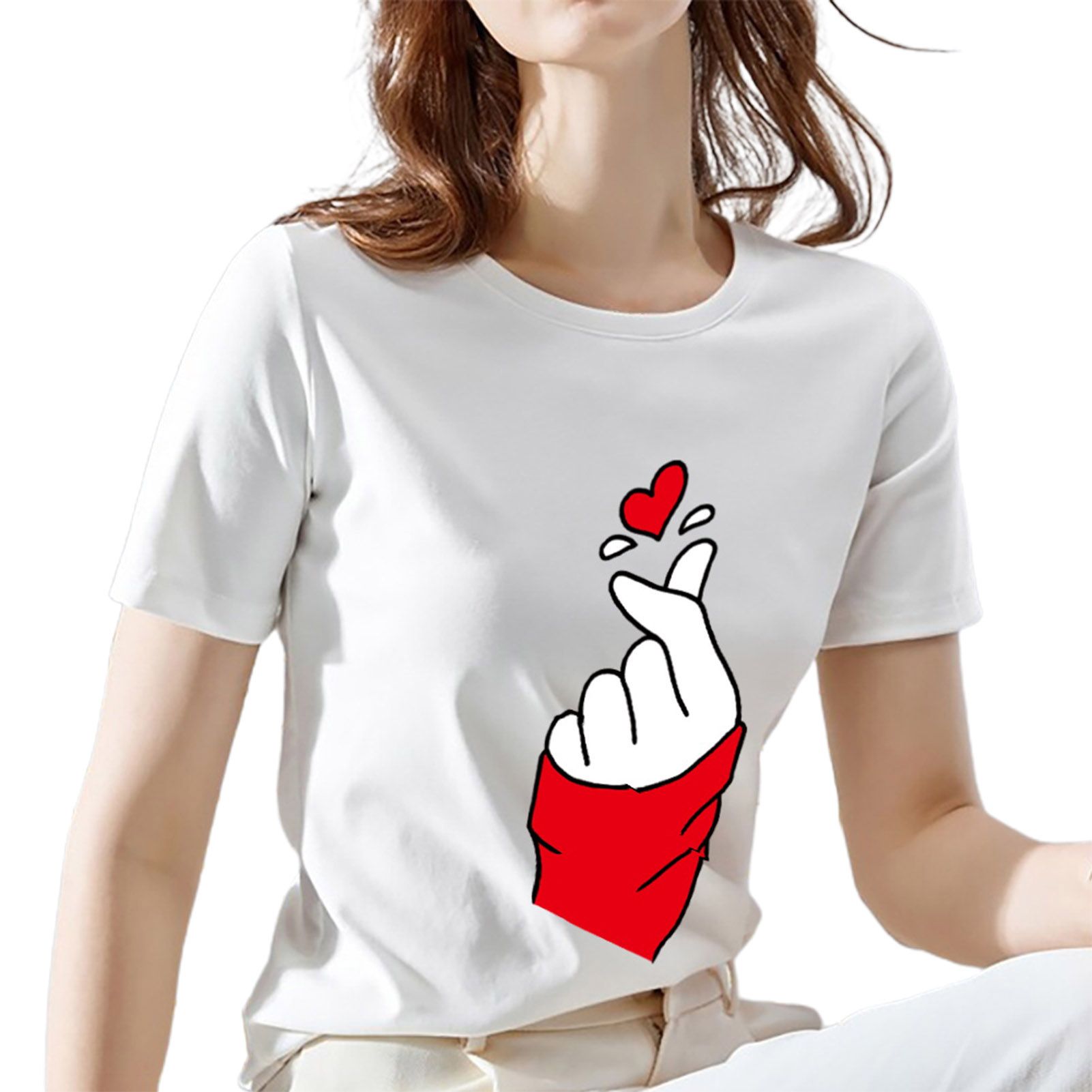 Women Blouse Cartoon Butterflies Elegant Crew Neck T-shirt