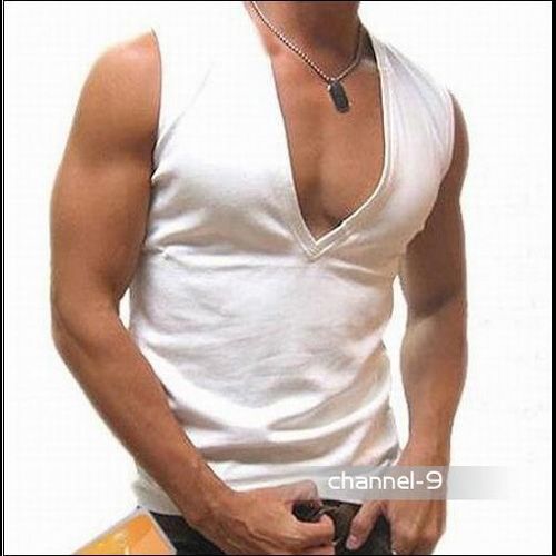Hot Men TaTop Men Deep V-Neck Tops Men's Cotton Bodybuilding Tees Male Sleeveless Fitness Tops For Men