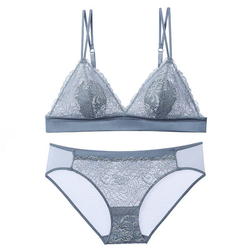 LILYMODA  Lace  Bra Set Push Up Seamless Lingerie Set Women Transparent Bra + High Waist Panties Soft Underwear Set