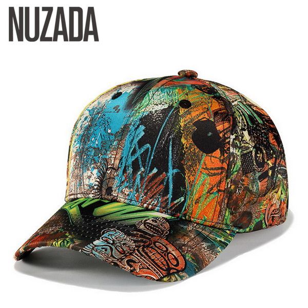 Brand NUZADA Unique 3D Printing Spring Autumn Men Women Couple Cap Cotton Street Art Bone Hats Snapback Caps