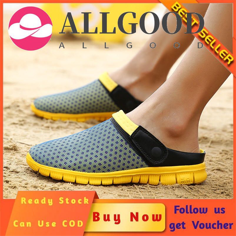 QKorean version of the large size Half Shoes for men Half Slippers Flat Sandals Lazy Shoes Loafers for men  Fashion Casual Shoes Mules for men