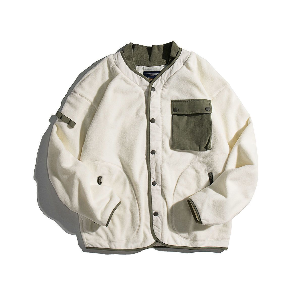 spring fleece jacket men's trend men and women BF wind loose personality handsome color matching casual jacket men