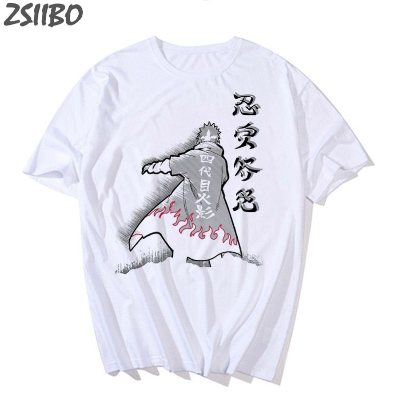 Anime Akatsuki Men's tshirt Uni Harajuku Namikaze Minato Print Fake Two Piece t shirt Male Streetwear Cotton T-shirts Casual