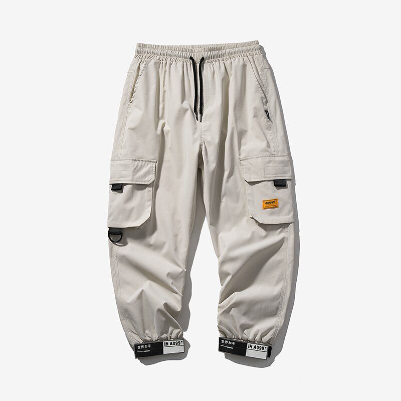 Men Color Block Black Pocket Cargo Pants Autumn Harem Joggers Male Harajuku Sweatpant Hip Hop Trousers